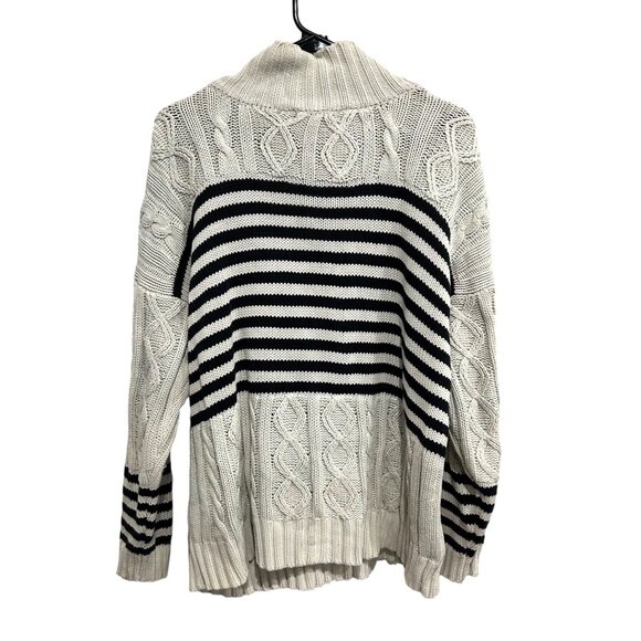 Ann Taylor Cable Knit Sweater Mockneck Anchor Emblem - Picture 2 of 7